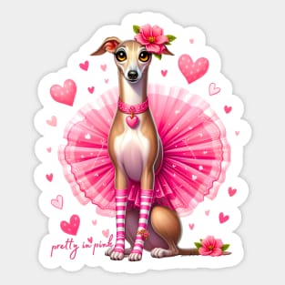 Greyhound Whippet Italian Dog in pink Sticker